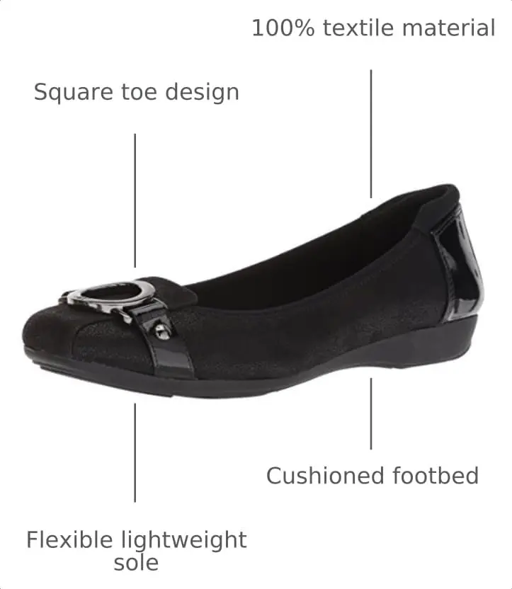 Anne Klein Umeko Ballet Flat Black/Multi Fabric 6.5 US | Stylish, Cushioned, No Heel - view 4
