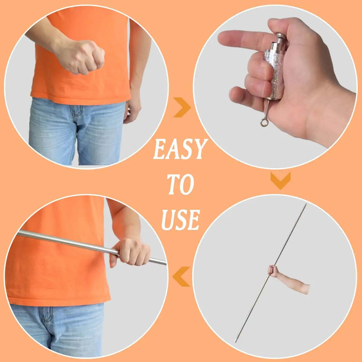 OUERMAMA Black Metal Appearing Cane 1.1 Meter (43.3 Inches) | Professional Stage Magic Trick with Tutorial - view 3