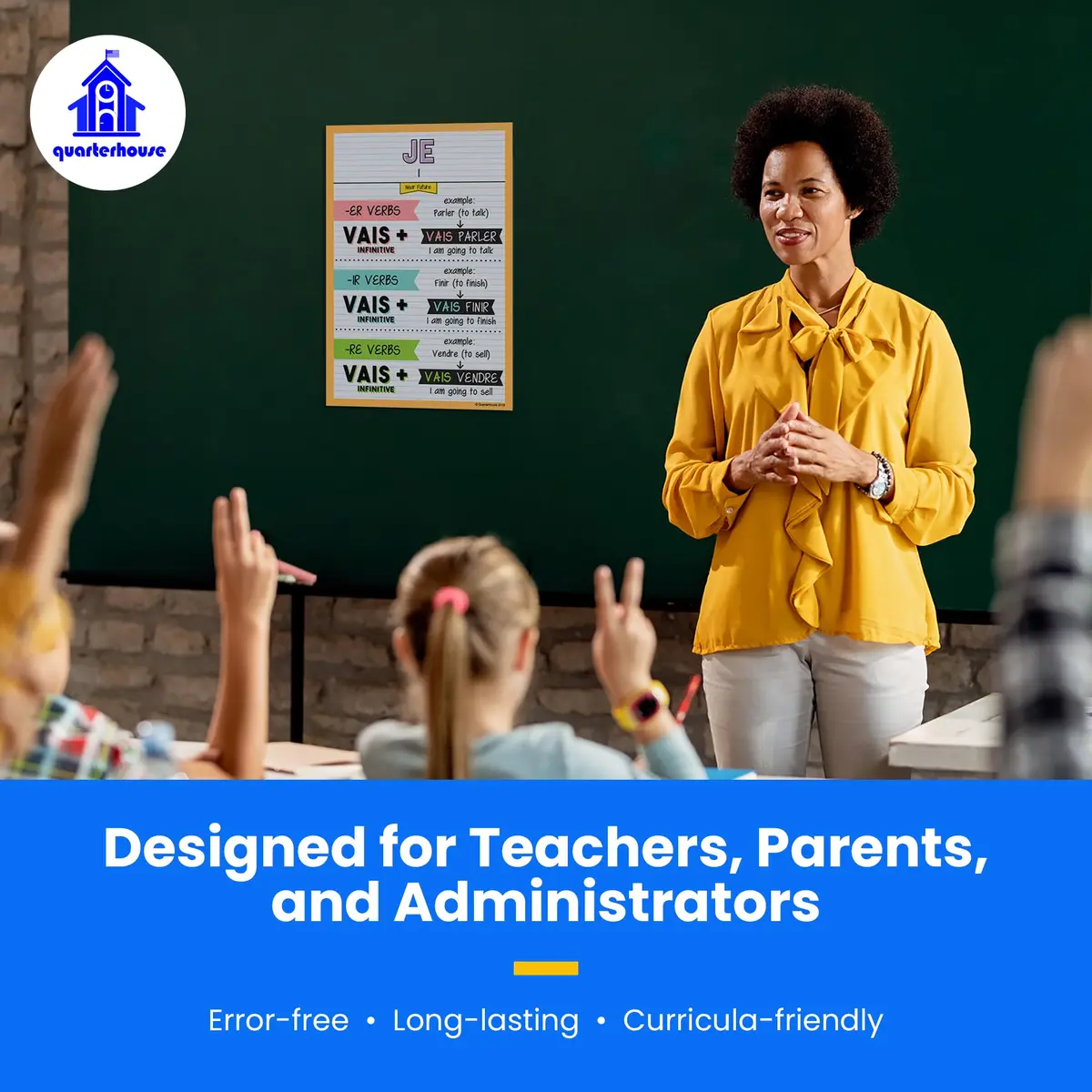 Quarterhouse French Verbs & Vocabulary Posters Set E | Classroom Decor for French Learning (70-120 chars) - view 9