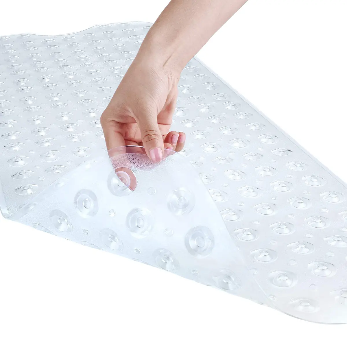 YINENN Bath and Shower Safety Mats 40x16 inch | Non Slip with Suction Cups, Extra Large, Machine Washable, Drain Holes, Clear - main product image