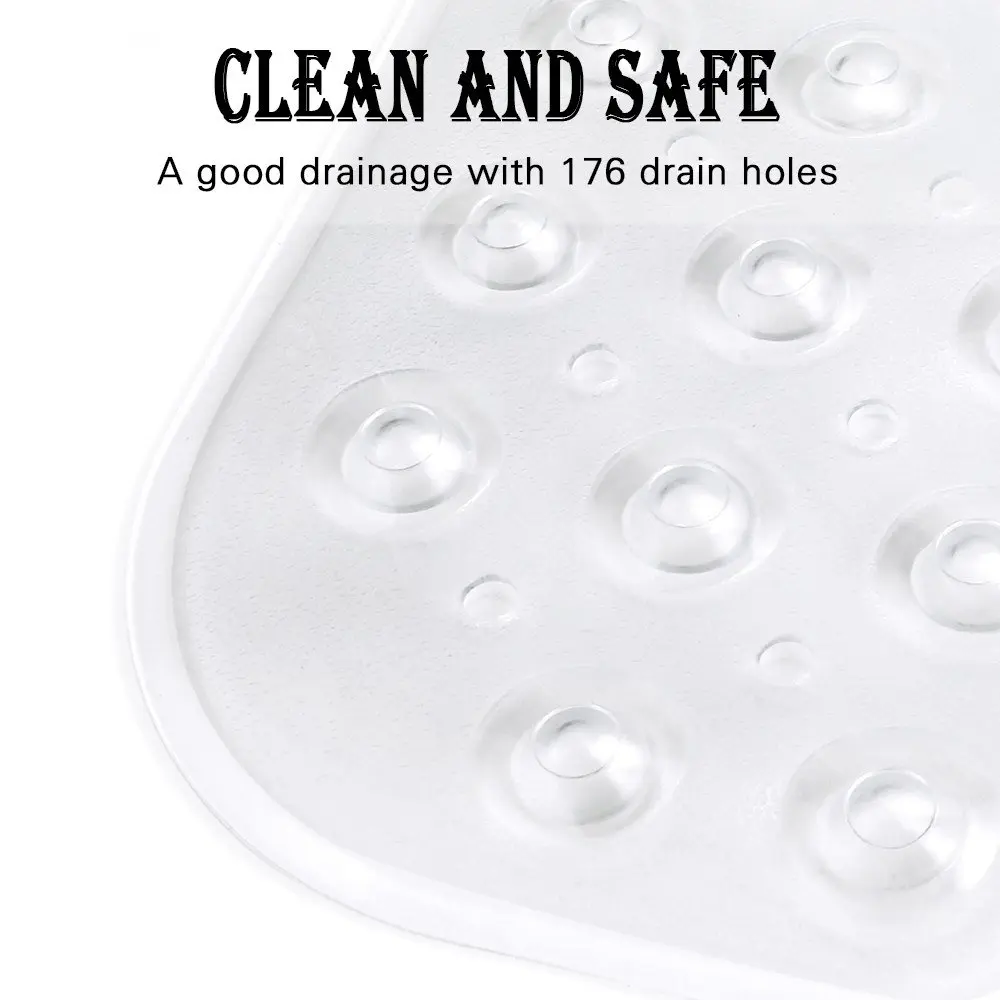 YINENN Bath and Shower Safety Mats 40x16 inch | Non Slip with Suction Cups, Extra Large, Machine Washable, Drain Holes, Clear - view 5