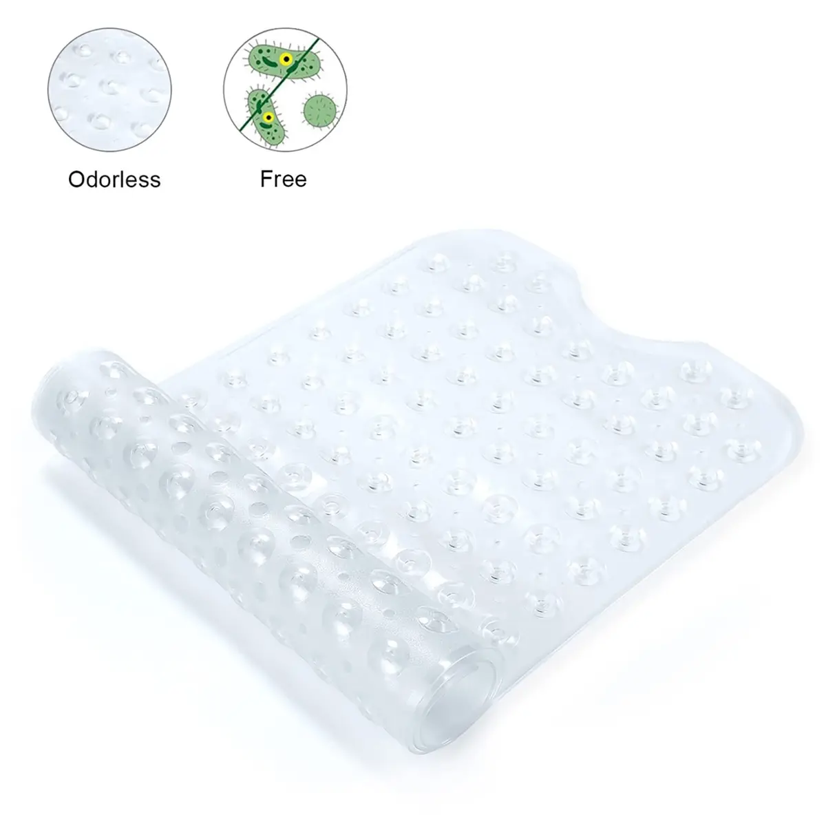 YINENN Bath and Shower Safety Mats 40x16 inch | Non Slip with Suction Cups, Extra Large, Machine Washable, Drain Holes, Clear - view 3