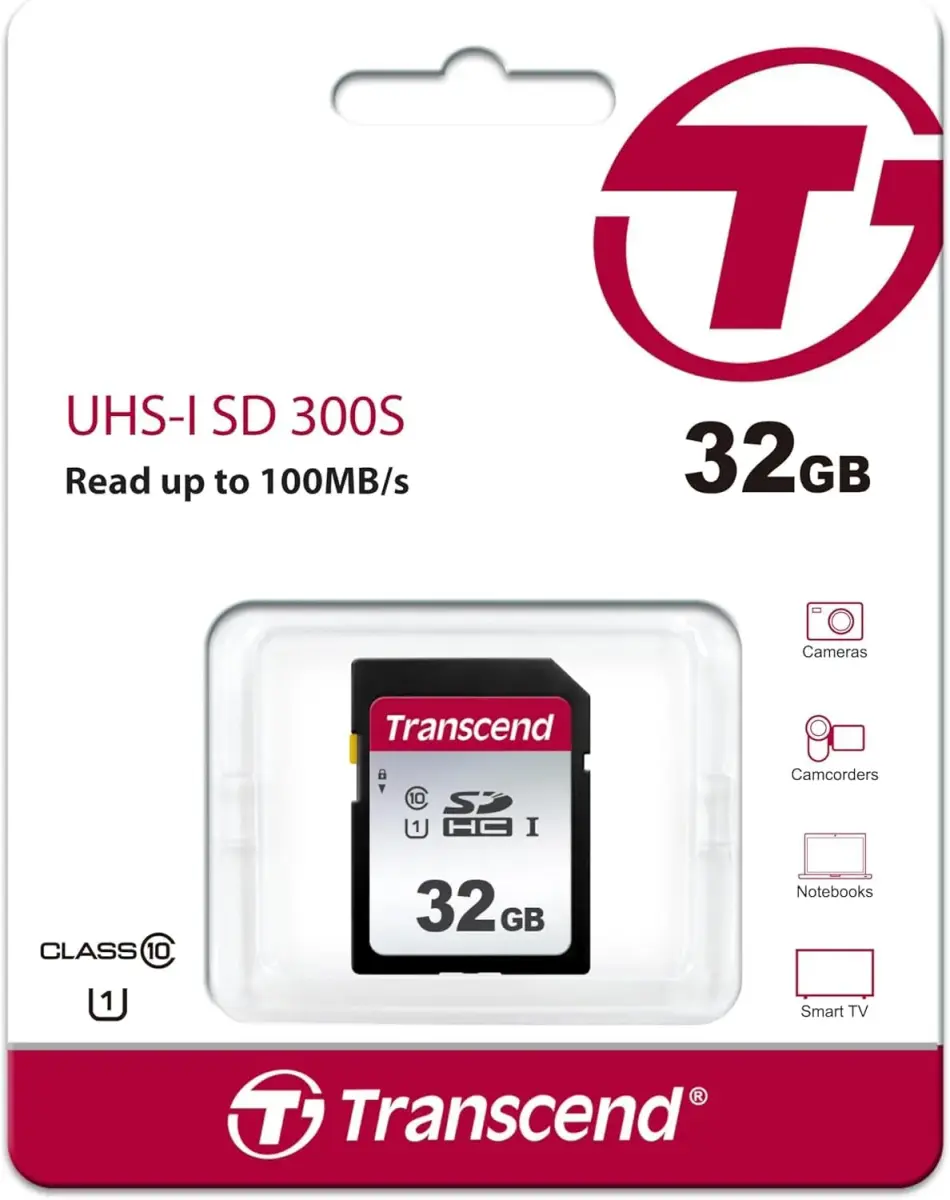 Transcend 32GB SDHC SD Card, UHS-I U1, 1080p Full HD Video, Retail Packaging - view 2