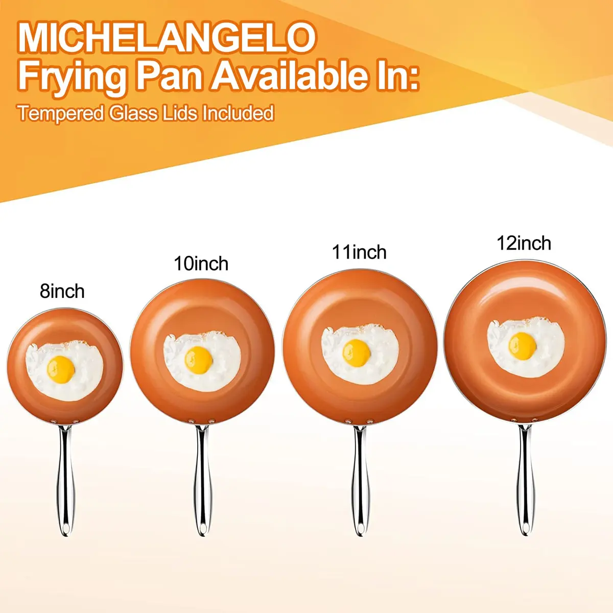MICHELANGELO 8 Inch Nonstick Frying Pan with Lid | Copper Ceramic Titanium Coating, German Standard Quality - view 8