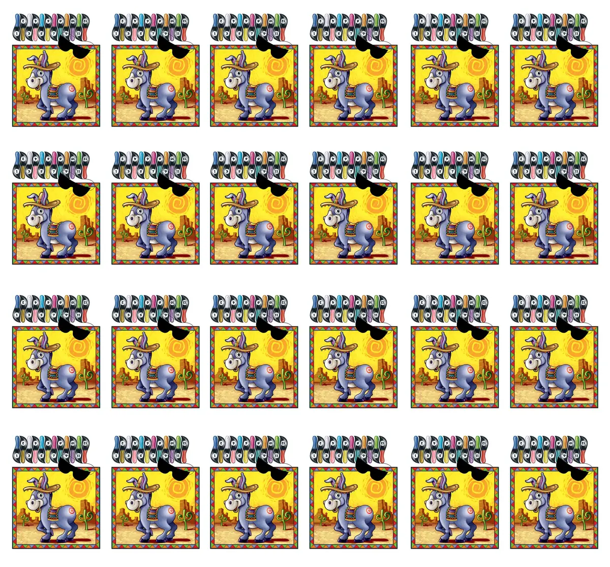 Beistle Donkey Activity Sets – 24 Party Posters & Game Supplies | Bright Colorful Fiesta & Western Fun - main product image