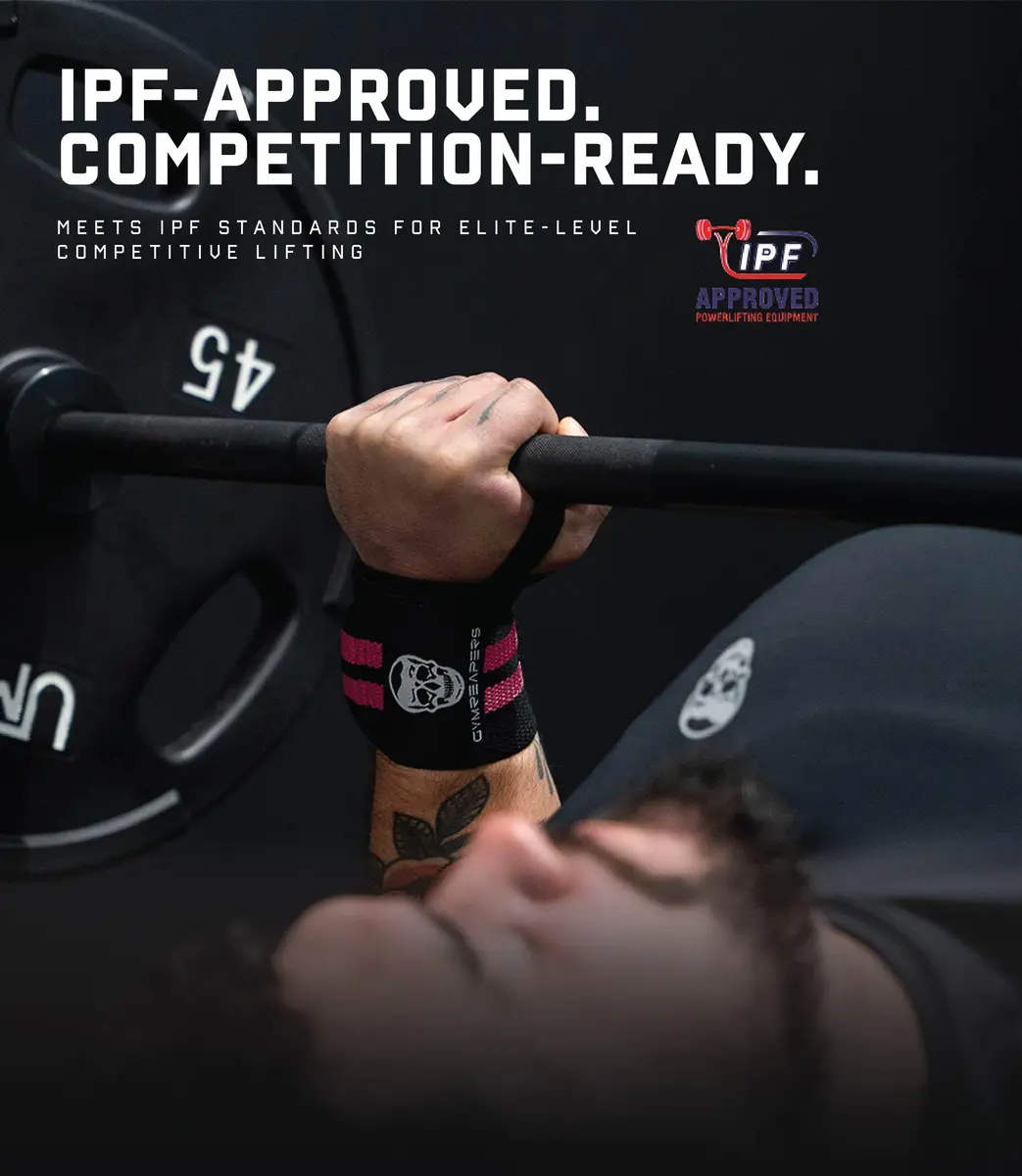 Gymreapers Red IPF Approved 18" (46cm) Weightlifting Wrist Wraps | Professional Quality Wrist Support - view 5