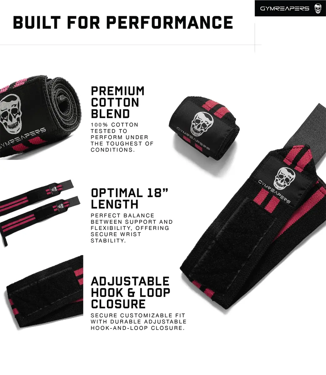 Gymreapers Red IPF Approved 18" (46cm) Weightlifting Wrist Wraps | Professional Quality Wrist Support - view 6