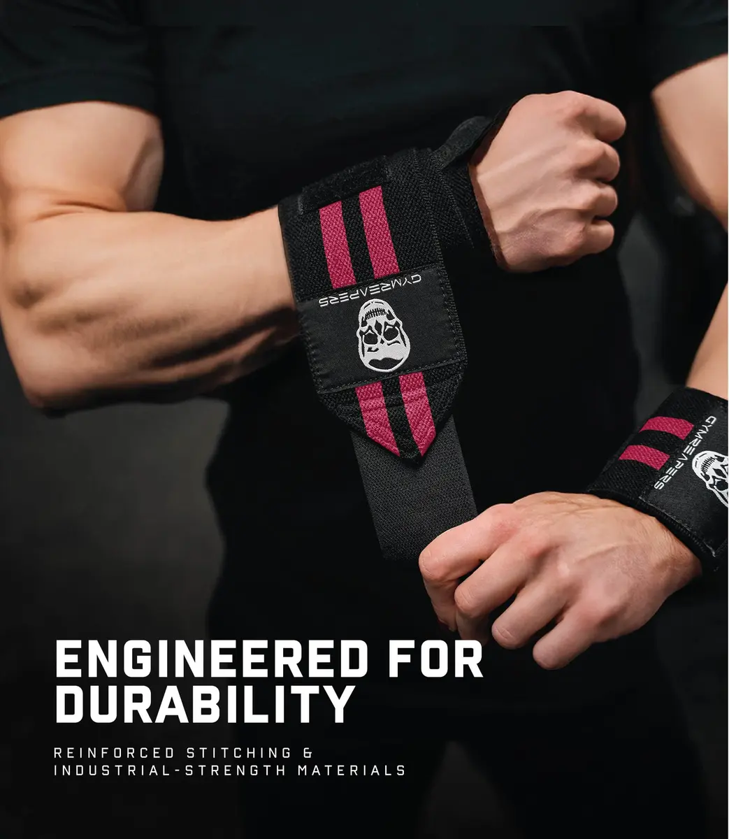 Gymreapers Red IPF Approved 18" (46cm) Weightlifting Wrist Wraps | Professional Quality Wrist Support - view 4