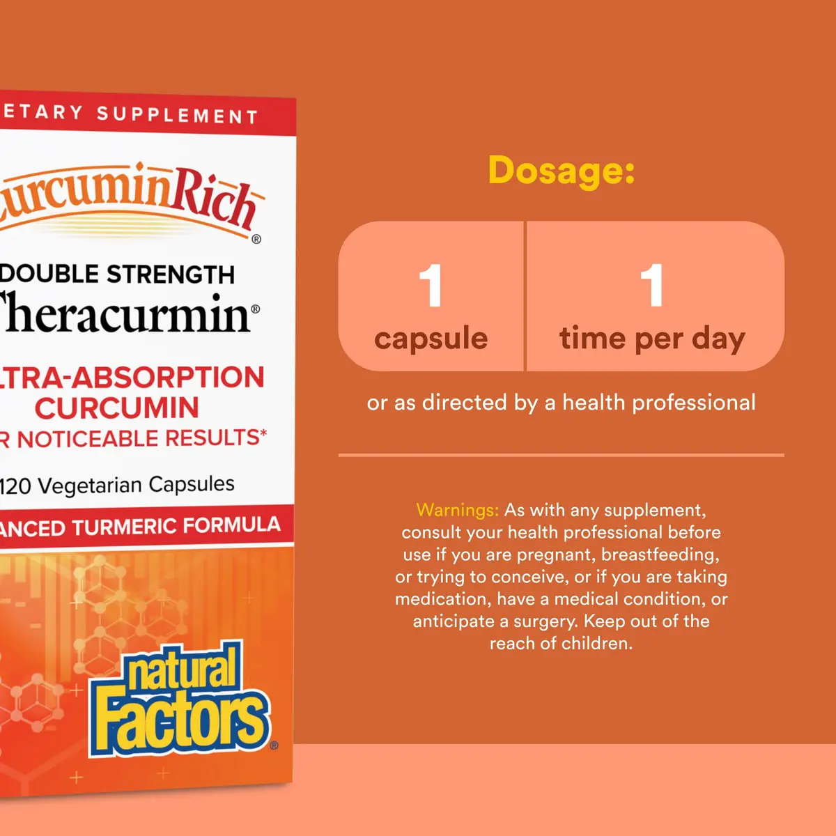 Natural Factors CurcuminRich Double Strength Theracurmin 120 Capsules | Supports Joint & Heart Health - view 3