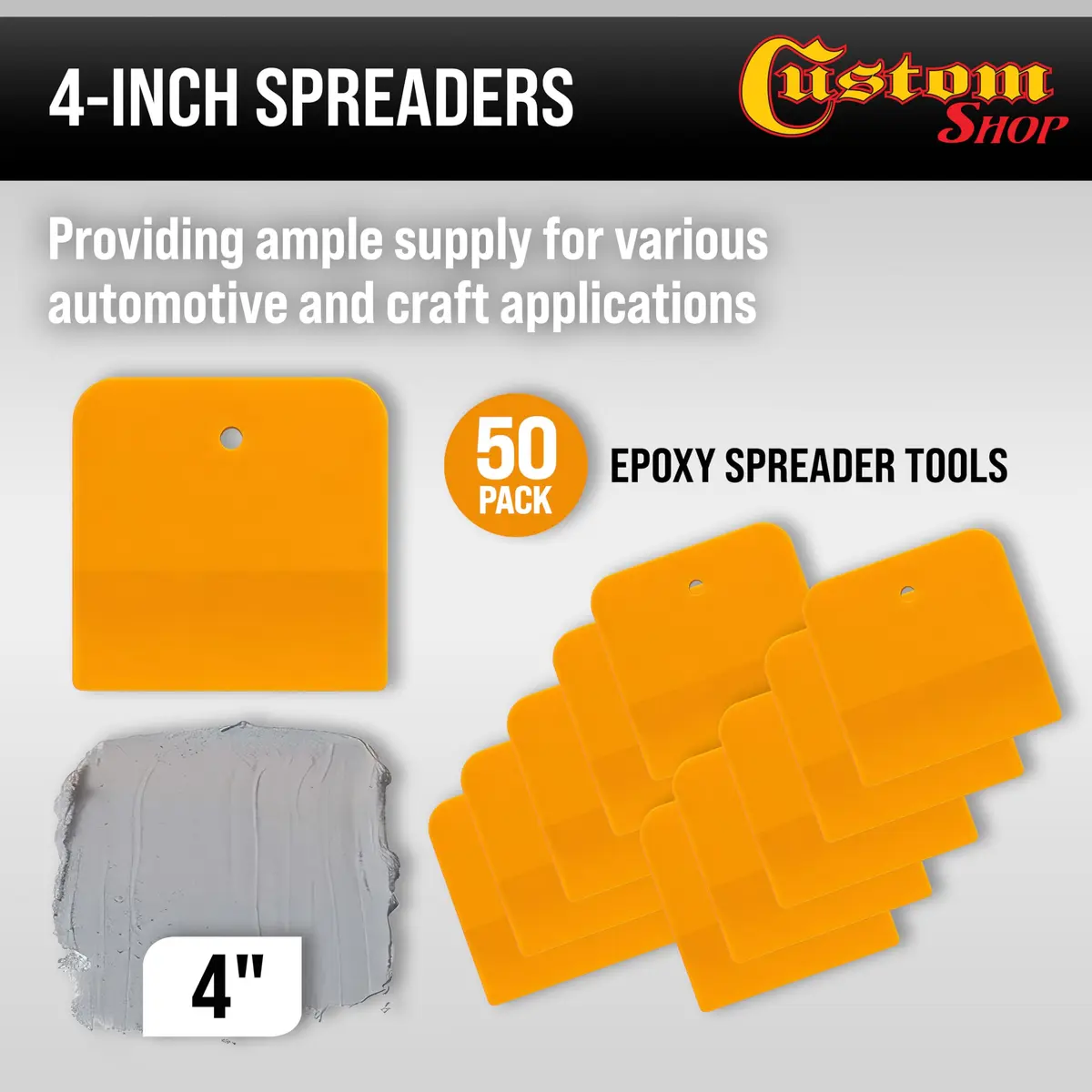 Custom Shop 4 Inch Plastic Filler Spreader Tools for Automotive | Versatile Body Repair Set - view 2