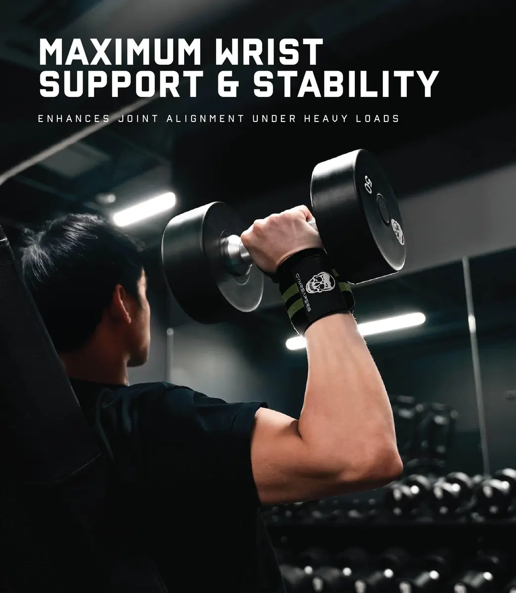 Gymreapers Competition Grade 18" Wrist Wraps | Military Green, Professional Quality Wrist Support with Heavy Duty Thumb Loop - view 2