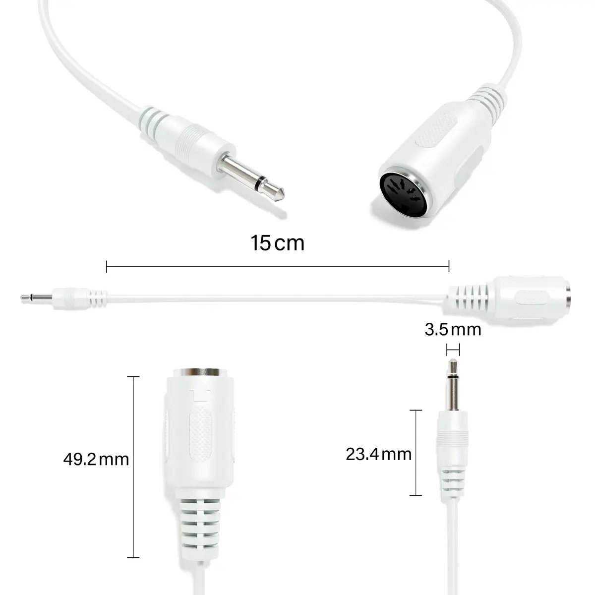 ExcelValley 5-Pin DIN MIDI Adapter Breakout Cable for 3.5mm Mini Jack, 15cm (5.91") | Connects MIDI Devices to Audio Jacks - view 2