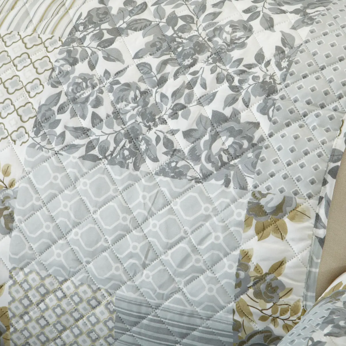 Great Bay Home Reversible Floral Patchwork Loveseat Cover, Patchwork - Grey | Cottage-Inspired Decor & Furniture Protection - view 6
