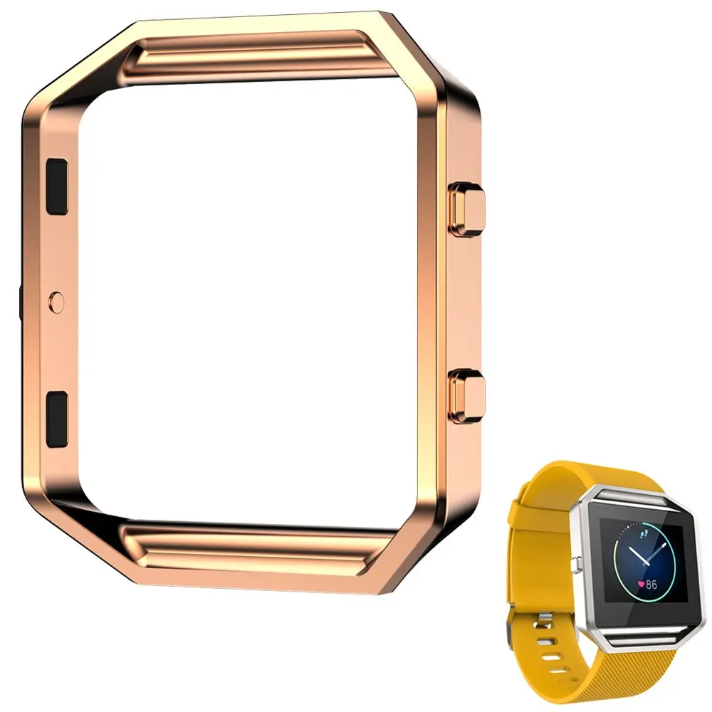 AISPORTS Rose Gold Fitbit Blaze Frame | Stainless Steel Metal Watch Frame Holder Shell Replacement Housing Protective Case Cover for Fitbit Blaze Smart Watch - main product image