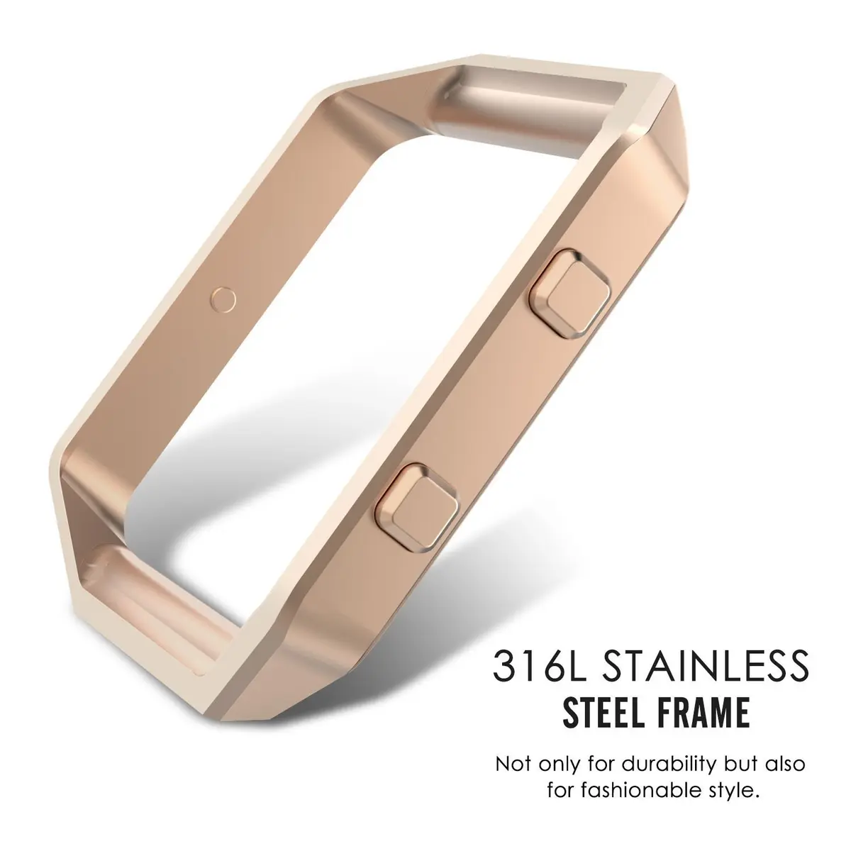 AISPORTS Rose Gold Fitbit Blaze Frame | Stainless Steel Metal Watch Frame Holder Shell Replacement Housing Protective Case Cover for Fitbit Blaze Smart Watch - view 4