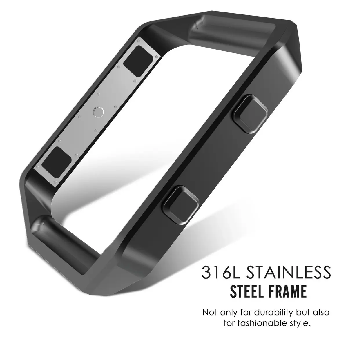 AISPORTS Black Stainless Steel Metal Frame for Fitbit Blaze Smart Watch | Compatible with Fitbit Blaze Only - view 3