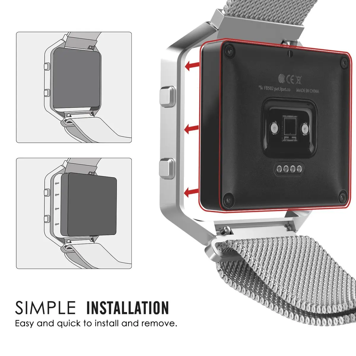 AISPORTS Silver Stainless Steel Frame for Fitbit Blaze Smartwatch | Compatible with Fitbit Blaze Only - view 6