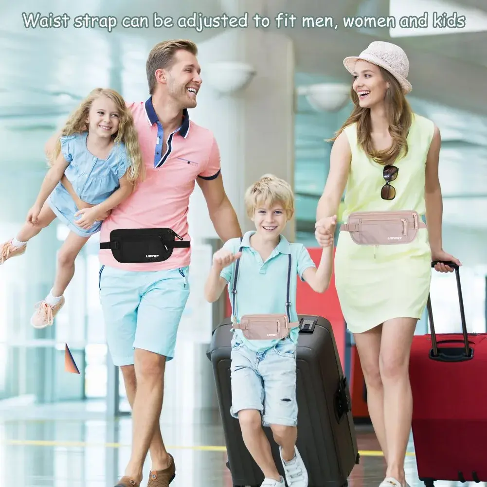 LANNEY RFID Blocking Money Belt Waist Wallet with 10 Card Sleeves | Waterproof Hidden Stash for Travel - view 7