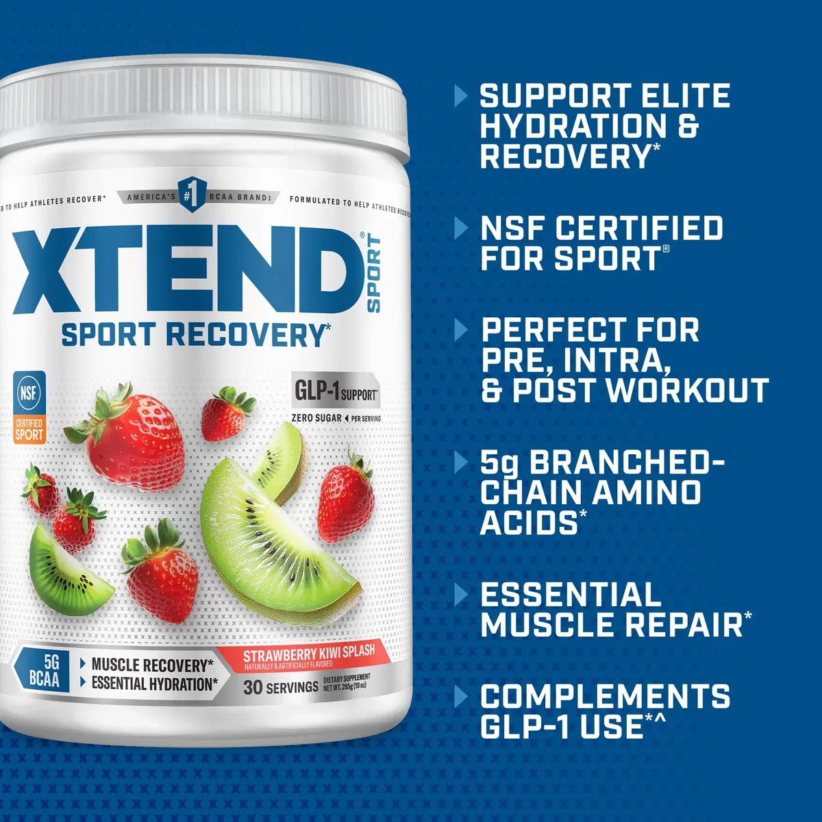 Xtend Sport BCAA Powder for Recovery, Strawberry Kiwi Splash | Sugar-Free Muscle Recovery Supplement (12.2 Ounce) - view 3