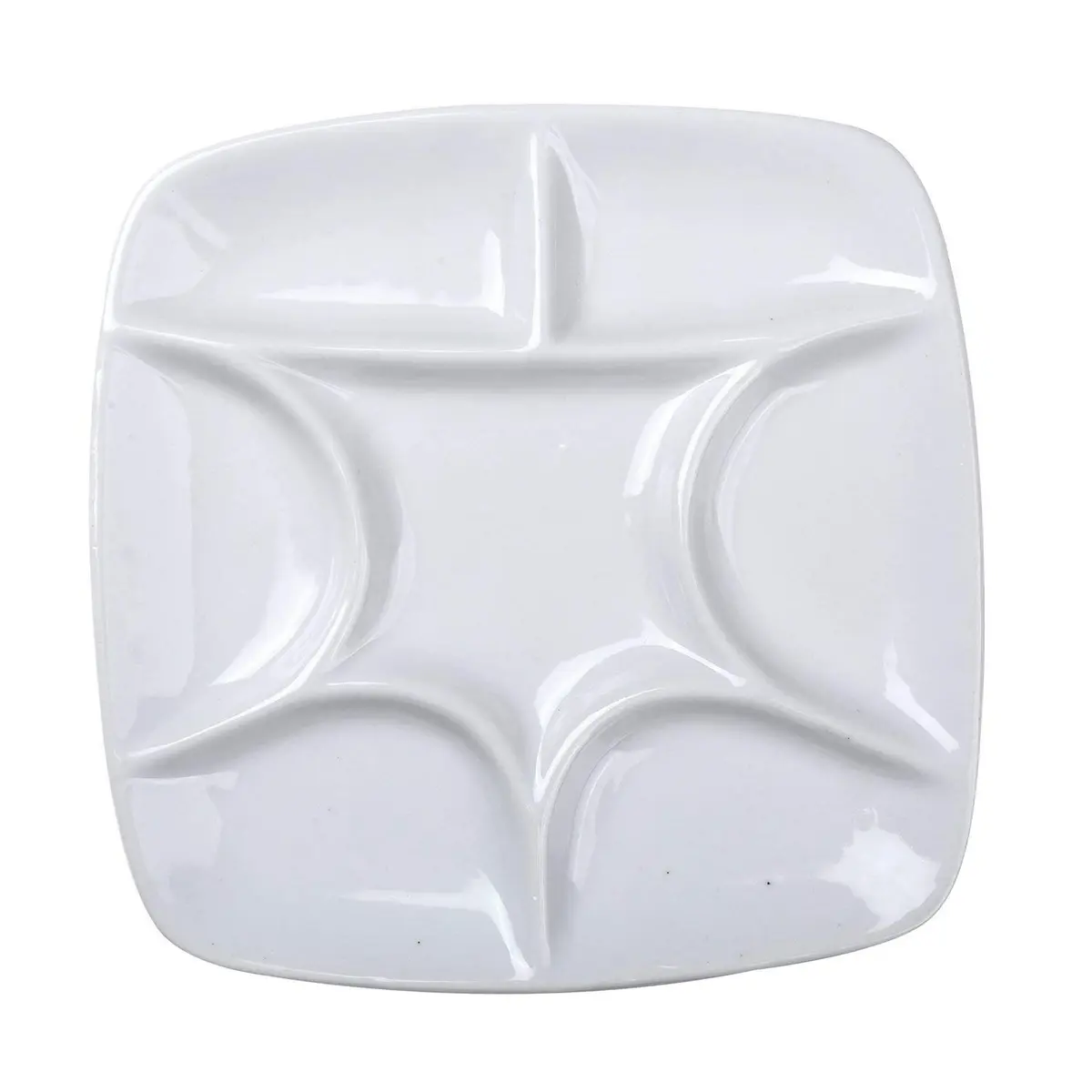 MEEDEN 7-Well Square White Porcelain Artist Paint Palette 14.5cm (5.7-Inch) | Durable Ceramic for Watercolor, Gouache, Acrylic, Oil Painting - main product image