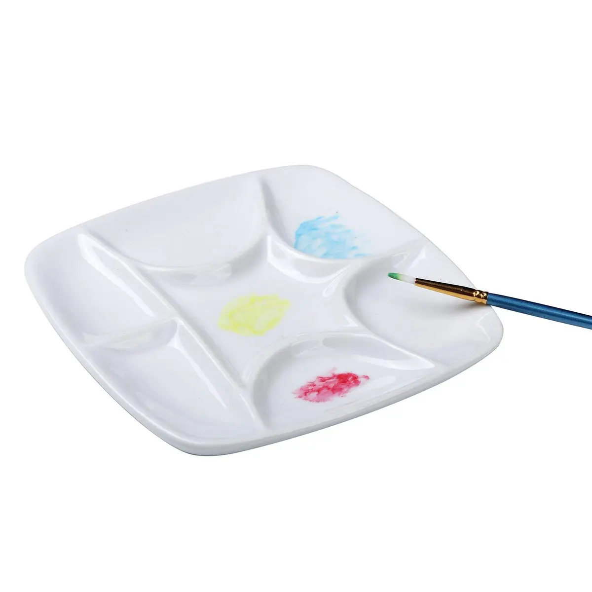 MEEDEN 7-Well Square White Porcelain Artist Paint Palette 14.5cm (5.7-Inch) | Durable Ceramic for Watercolor, Gouache, Acrylic, Oil Painting - view 5