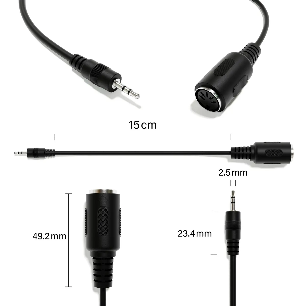 ExcelValley Female DIN MIDI Adapter Breakout Conversion Cable 15cm (0.49ft) | 5-Pin MIDI to 3.5mm TRS - view 2