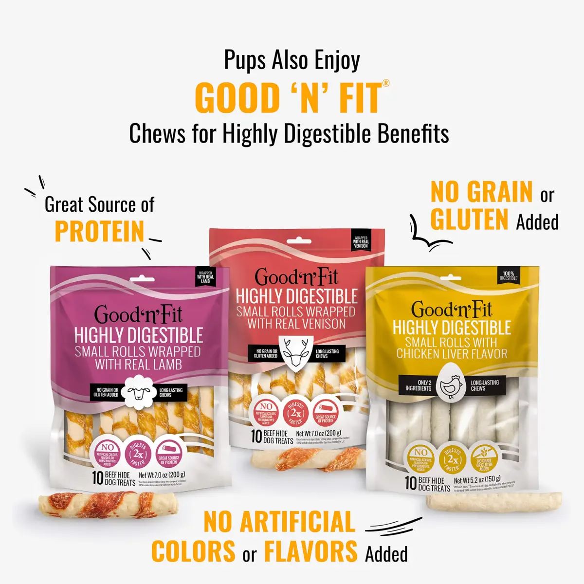 GOOD 'N' FUN Triple Flavor Kabobs Long-Lasting Dog Treat 680g (24 oz) | Protein-Rich Chew for All Dog Sizes - view 7