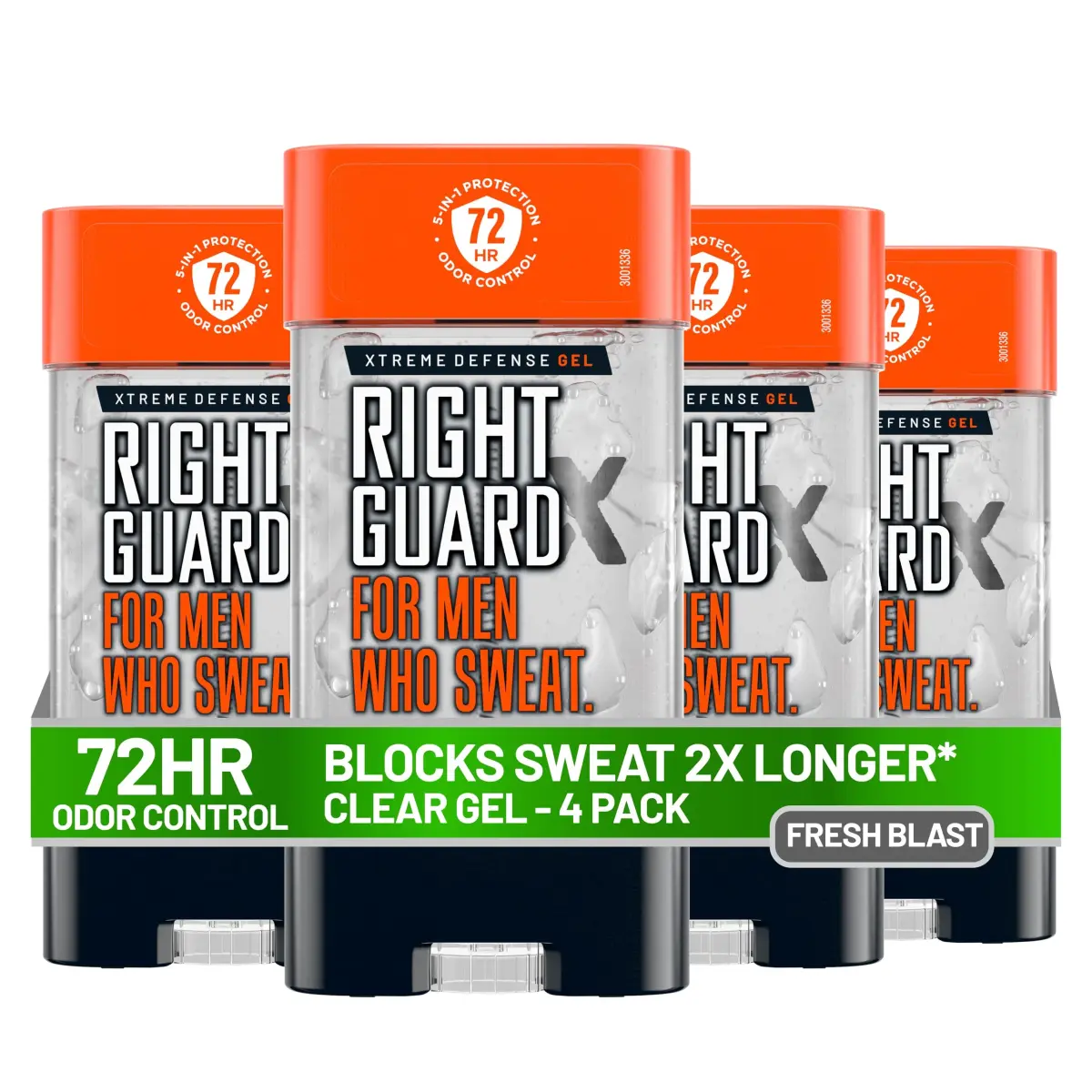Right Guard Xtreme Defense Antiperspirant Deodorant Gel, Fresh Blast Scent, 4 oz (118 ml) | 72-Hour Odor Control - main product image