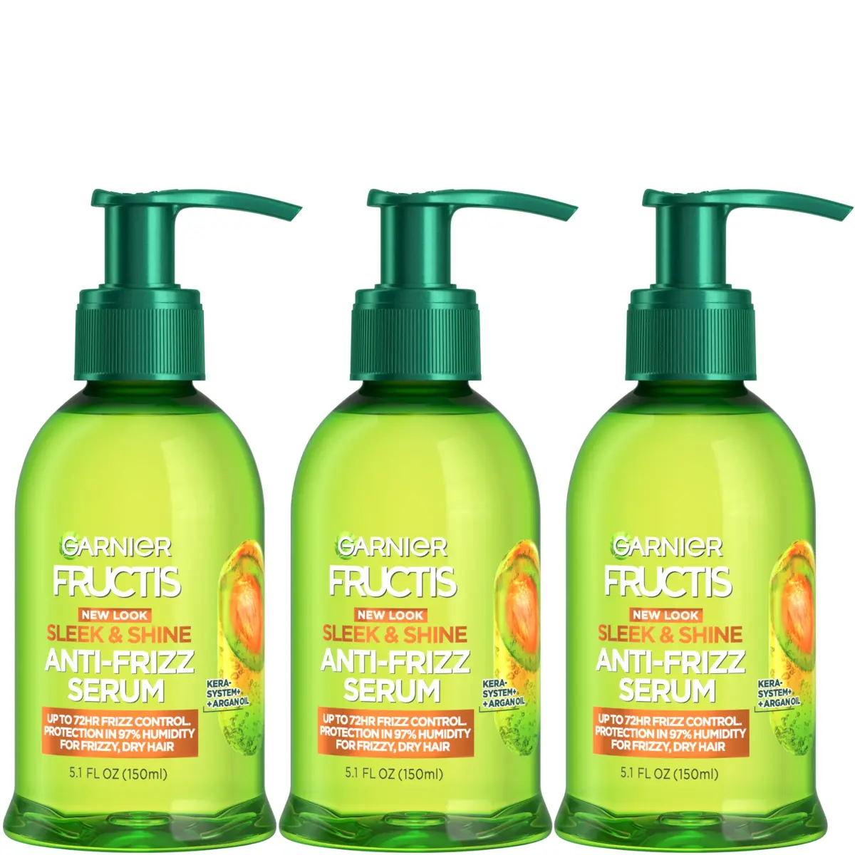 Garnier Fructis Sleek and Shine Anti-Frizz Serum for Frizzy, Dry, Unmanageable Hair 150ml (5.1 Fl Oz) | Tames Frizz with Moroccan Argan Oil - main product image