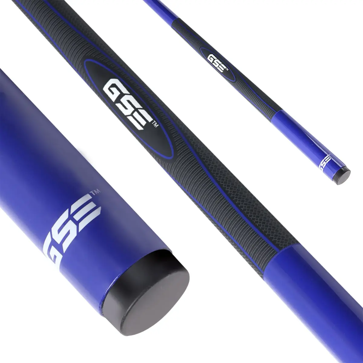 GSE Games & Sports Expert Blue 20oz 58" 2-Piece Fiberglass Graphite Composite Pool Cue Stick | Warp-Resistant Construction - main product image