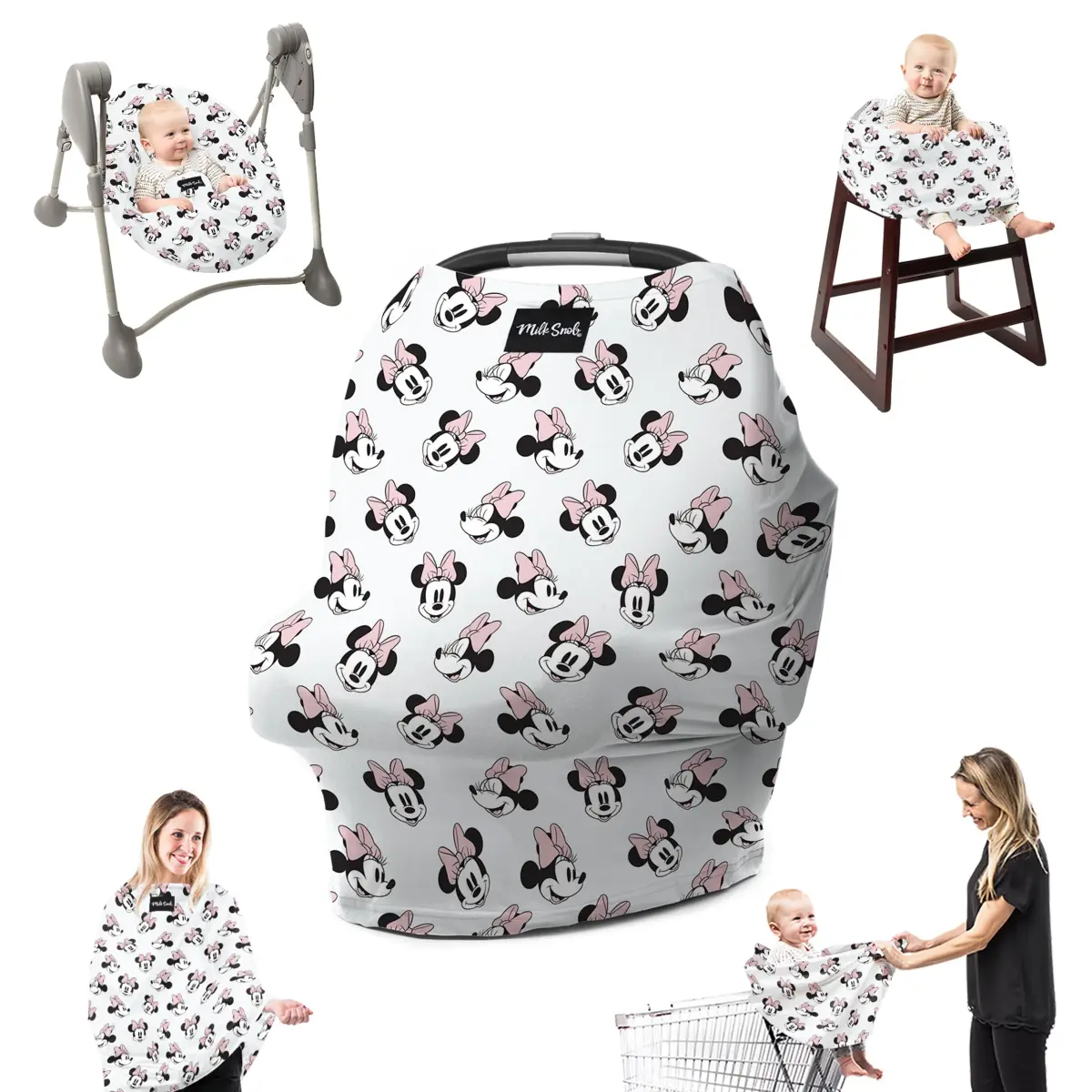Milk Snob Original Disney 5-in-1 Cover Minnie Mouse | Breathable Rayon Blend for Car Seat, Nursing, Shopping Cart, High Chair, Stroller - main product image