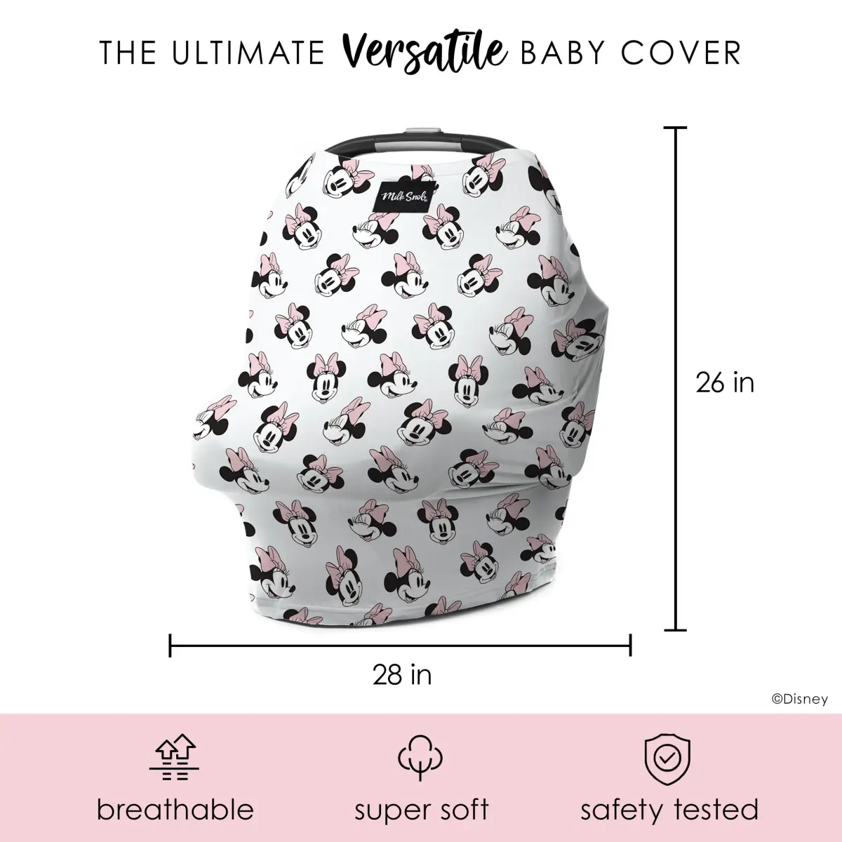 Milk Snob Original Disney 5-in-1 Cover Minnie Mouse | Breathable Rayon Blend for Car Seat, Nursing, Shopping Cart, High Chair, Stroller - view 8