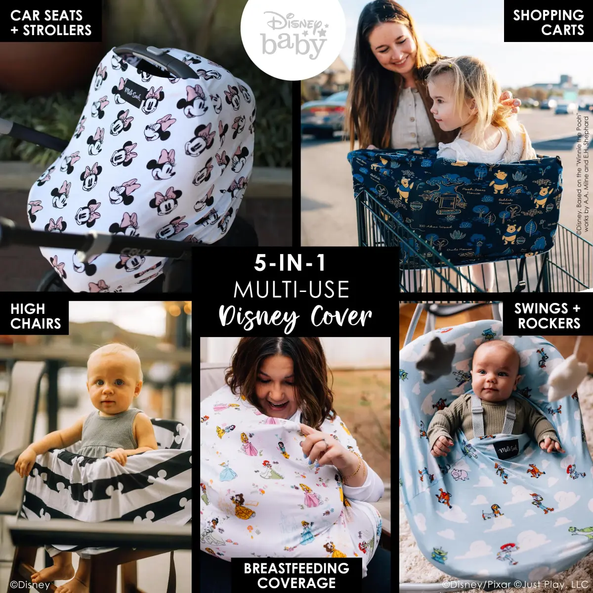 Milk Snob Original Disney 5-in-1 Cover Minnie Mouse | Breathable Rayon Blend for Car Seat, Nursing, Shopping Cart, High Chair, Stroller - view 2