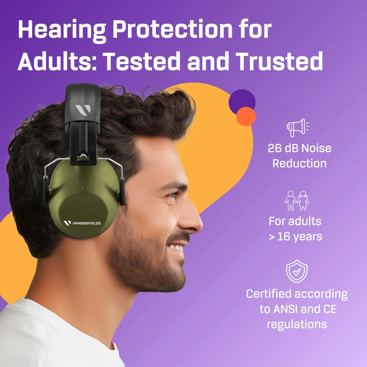 Vanderfields Kids Noise Canceling Headphones - 31 dB (2K Hz) - Ear Protection Earmuffs | Green, Adjustable Comfort - view 2