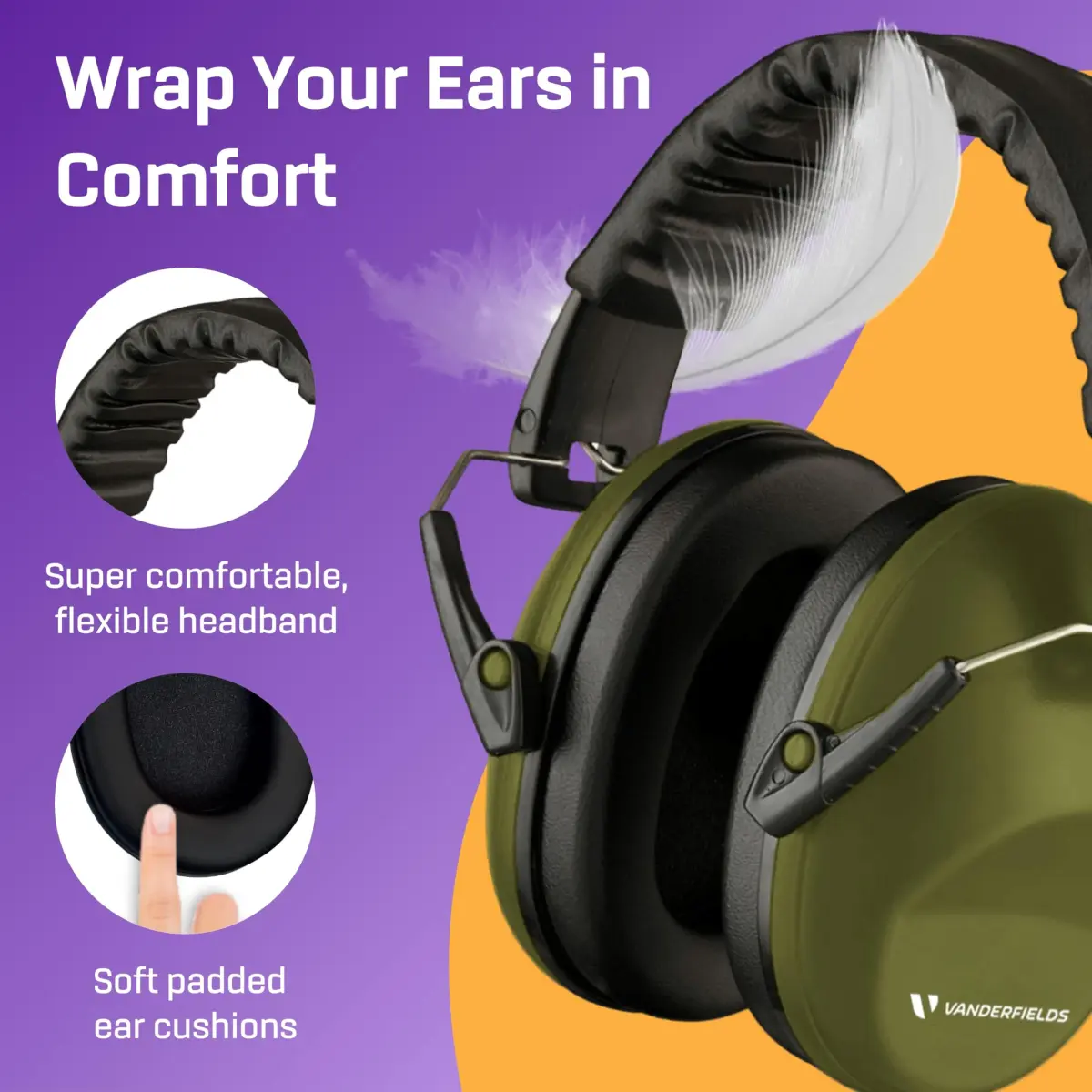 Vanderfields Kids Noise Canceling Headphones - 31 dB (2K Hz) - Ear Protection Earmuffs | Green, Adjustable Comfort - view 4