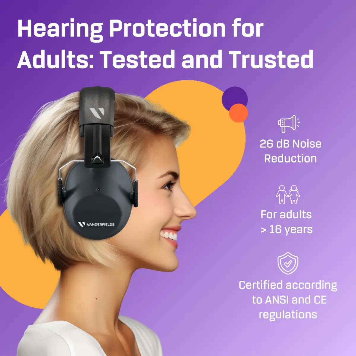 Vanderfields Kids Noise Canceling Headphones - 26 dB NRR (240g) | Certified Sound Reduction for Children - view 2
