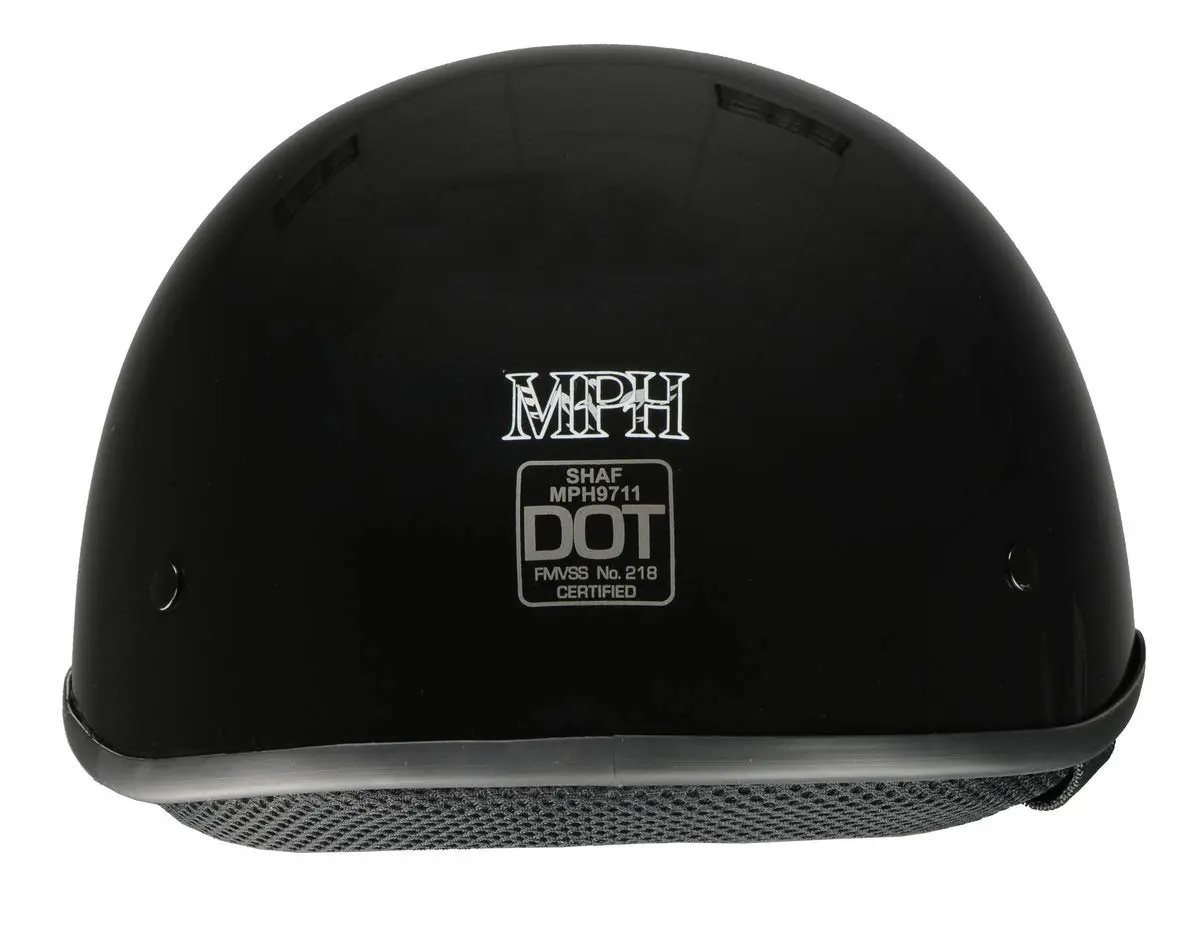 Milwaukee Helmets MPH9711DOT Dot Approved 'Bare Bones' Glossy Black Half Motorcycle Helmet for Men and Women - Small - view 4
