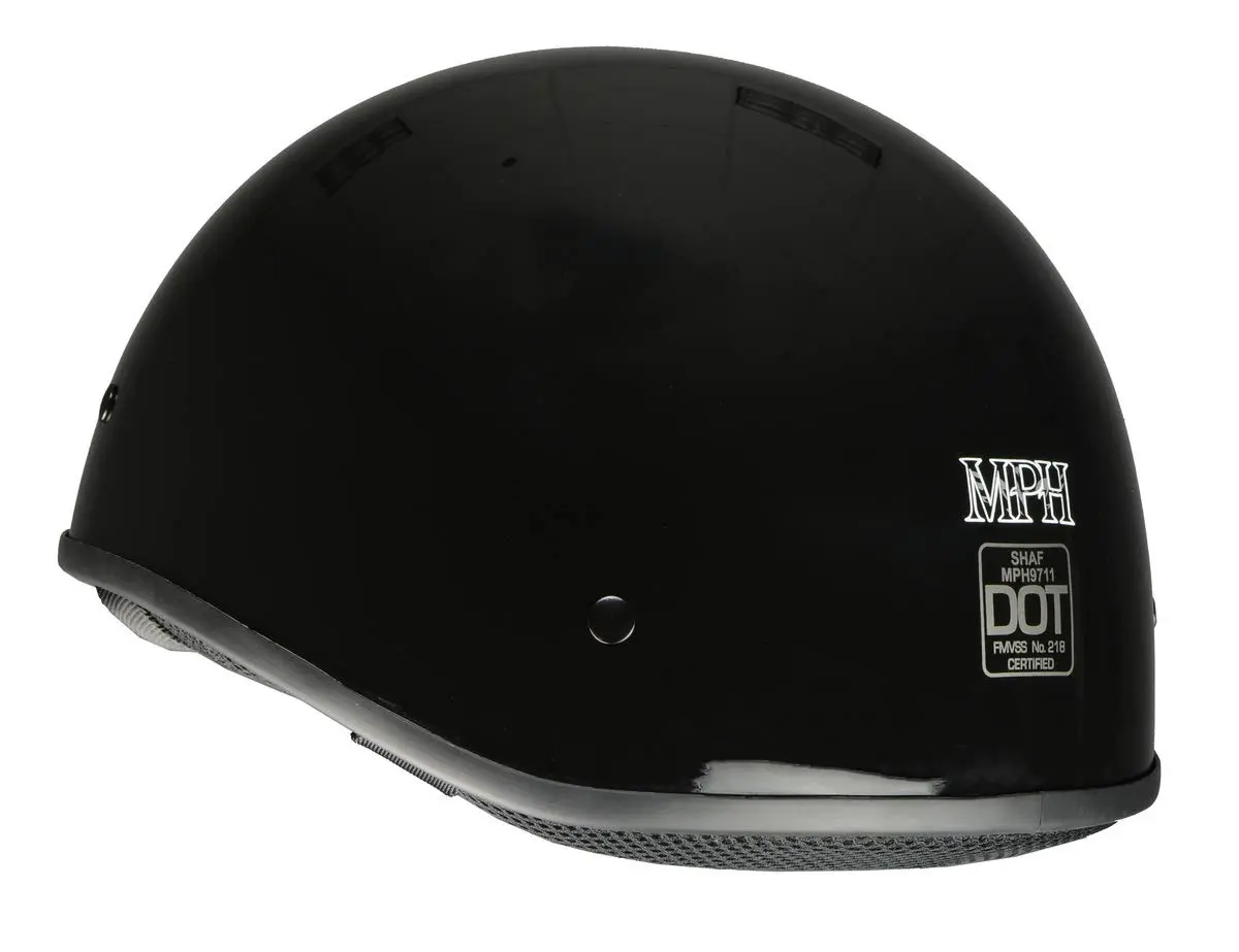 Milwaukee Helmets MPH9711DOT Dot Approved 'Bare Bones' Glossy Black Half Motorcycle Helmet for Men and Women - X-Small | DOT Certified - view 5