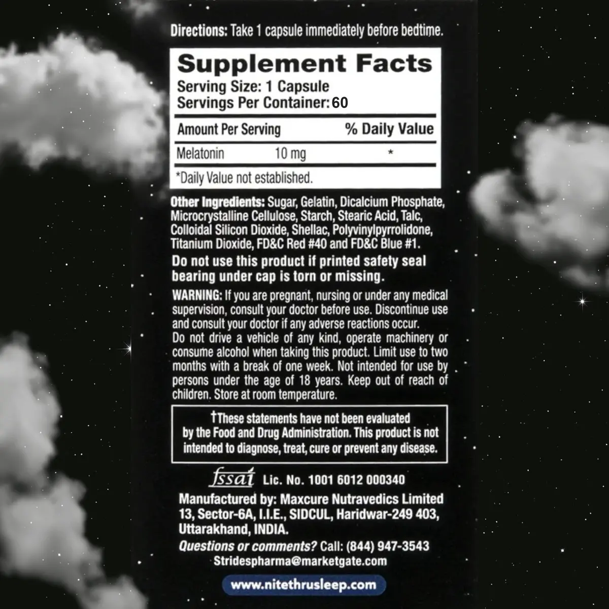 Nite Thru Maximum Strength Sleep Supplement 10mg | Dual-Release Melatonin for Restful Sleep - view 6