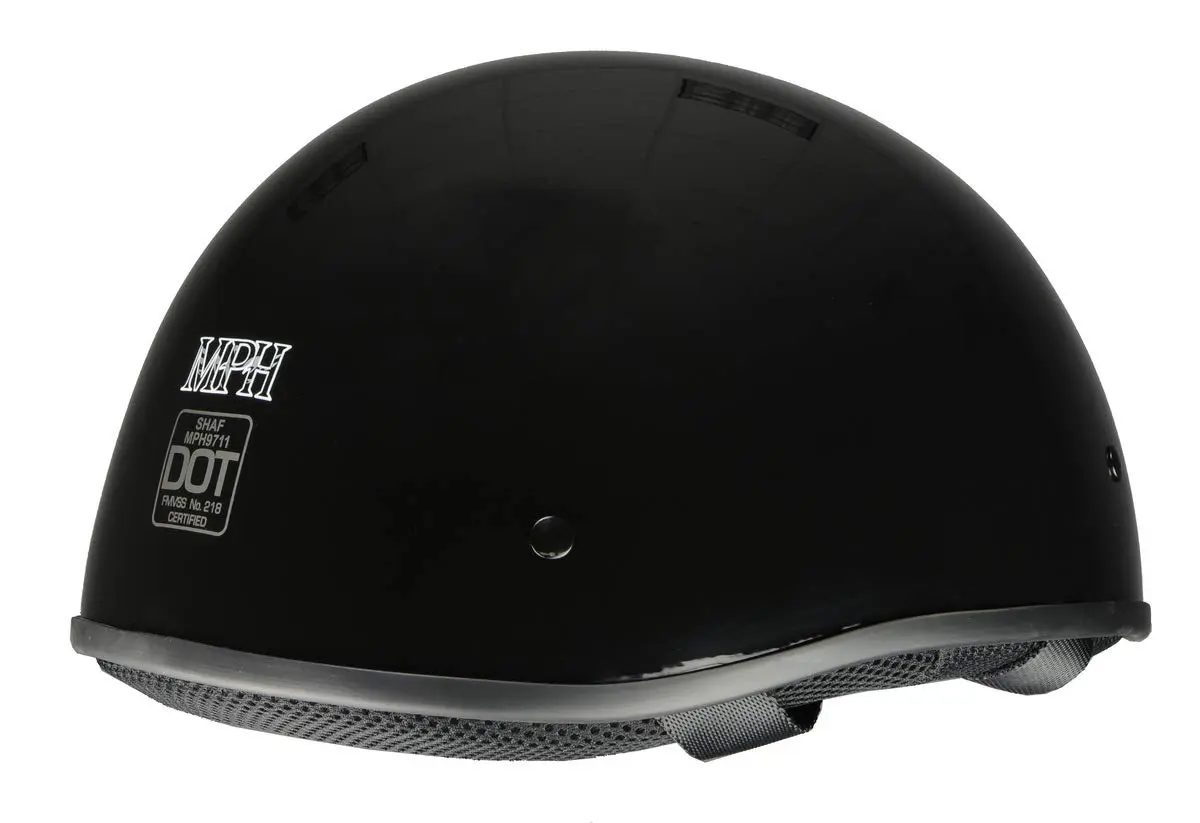 Milwaukee Helmets MPH9711DOT Dot Approved 'Bare Bones' Glossy Black Half Motorcycle Helmet for Men and Women - Medium | DOT Certified Safety - view 7