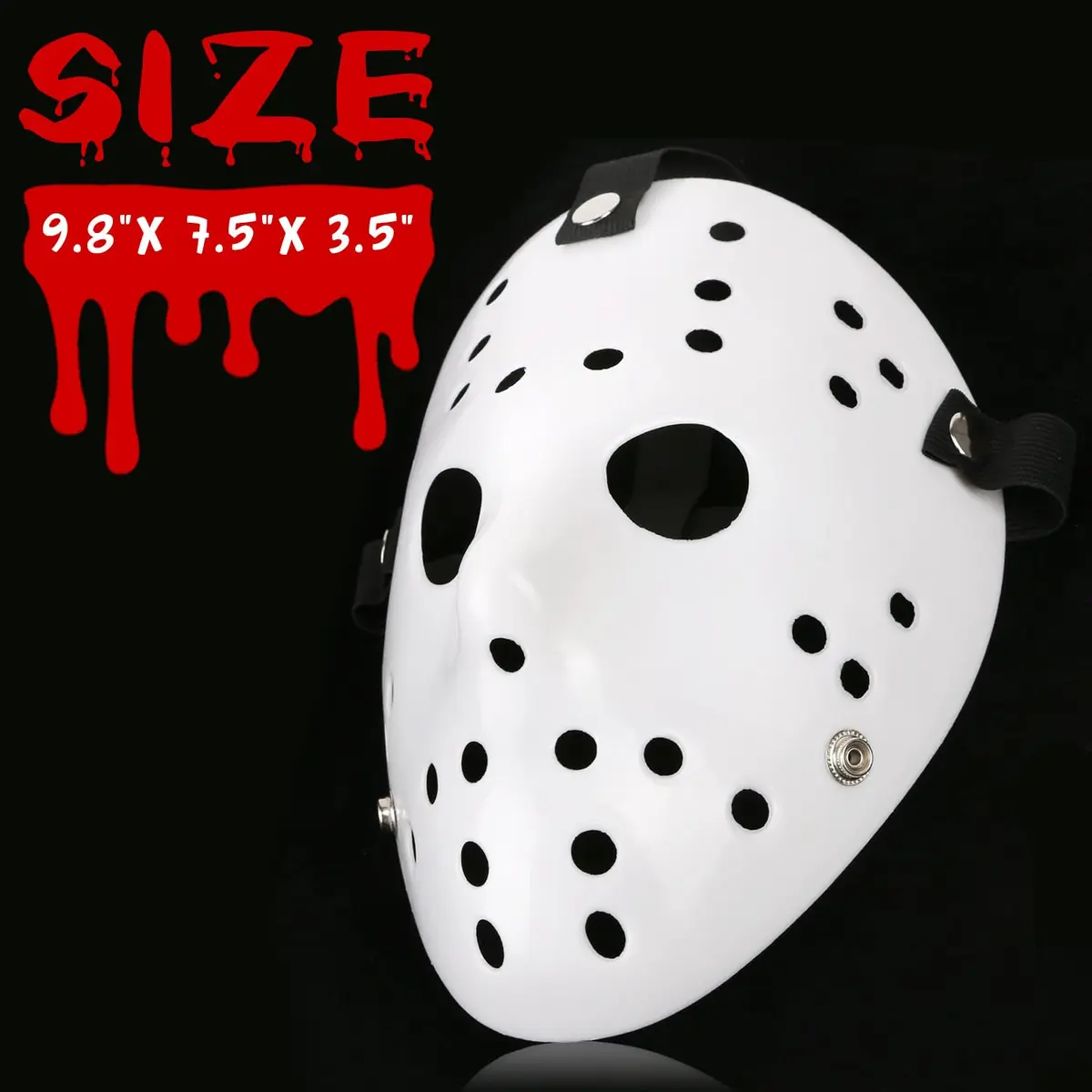 CASA CLAUSI Hockey Mask Horror Halloween Costume Prop White | Lightweight, Adjustable, Breathable - view 3