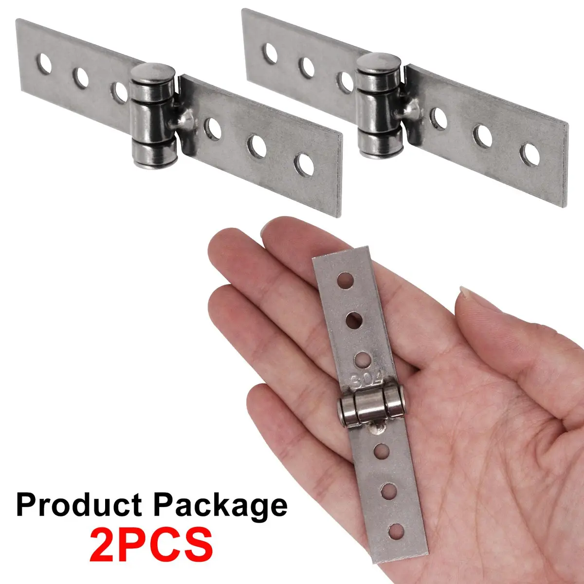 S SYDIEN Silver Folding Butt Hinges 2Pcs 84mm (3.31'') | Heavy Duty Stainless Steel Door Hinges for Cabinets & Windows - view 5