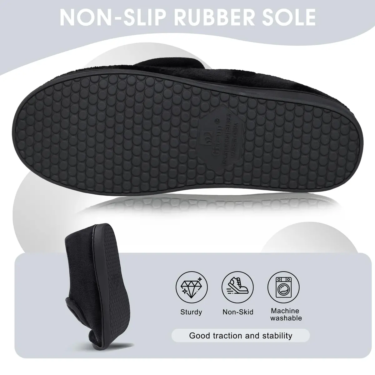 Git-up Women Diabetic Slippers Black 8 D(M) US | Memory Foam, Closed Toe, Rubber Sole - view 7