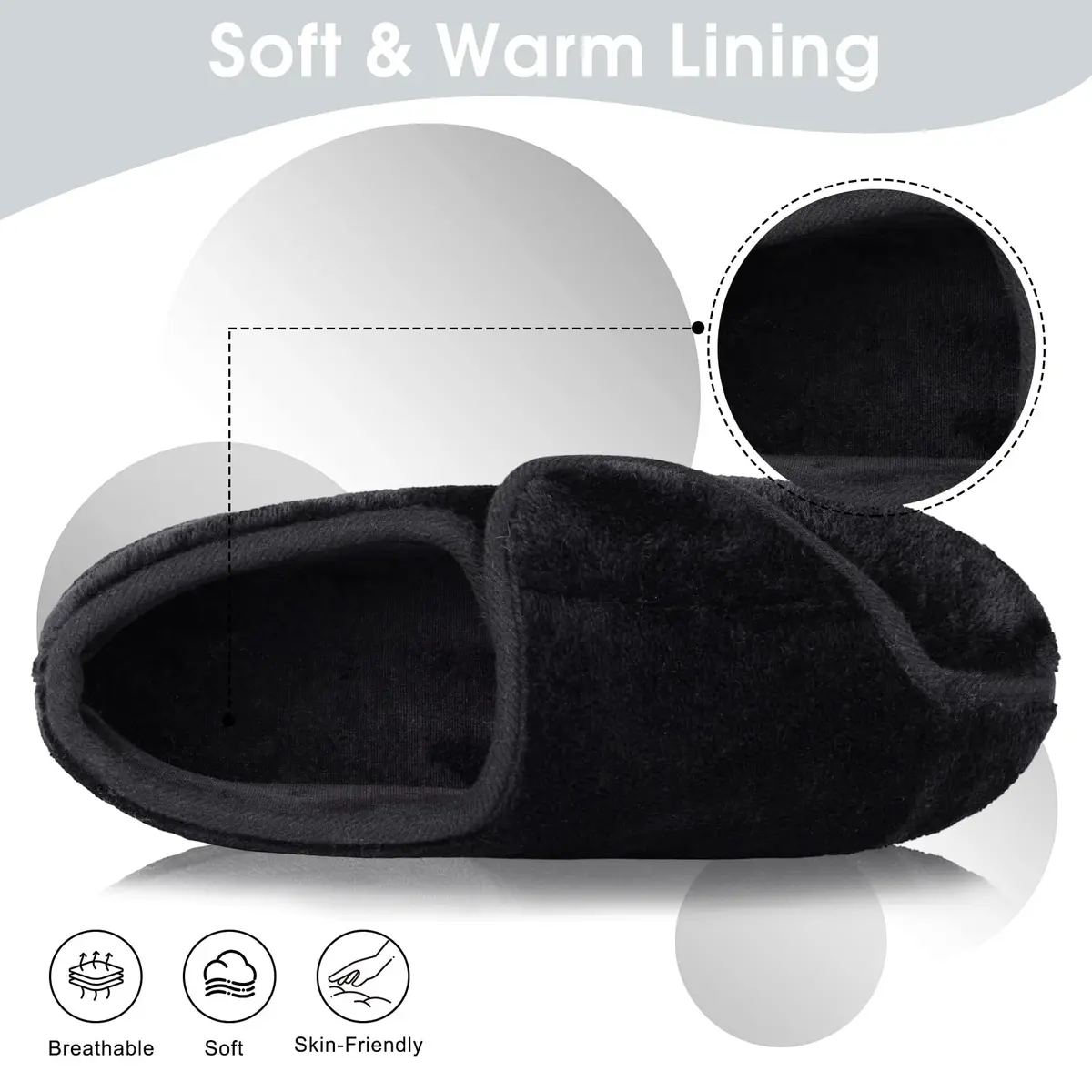 Git-up Women Diabetic Slippers Black 8 D(M) US | Memory Foam, Closed Toe, Rubber Sole - view 4