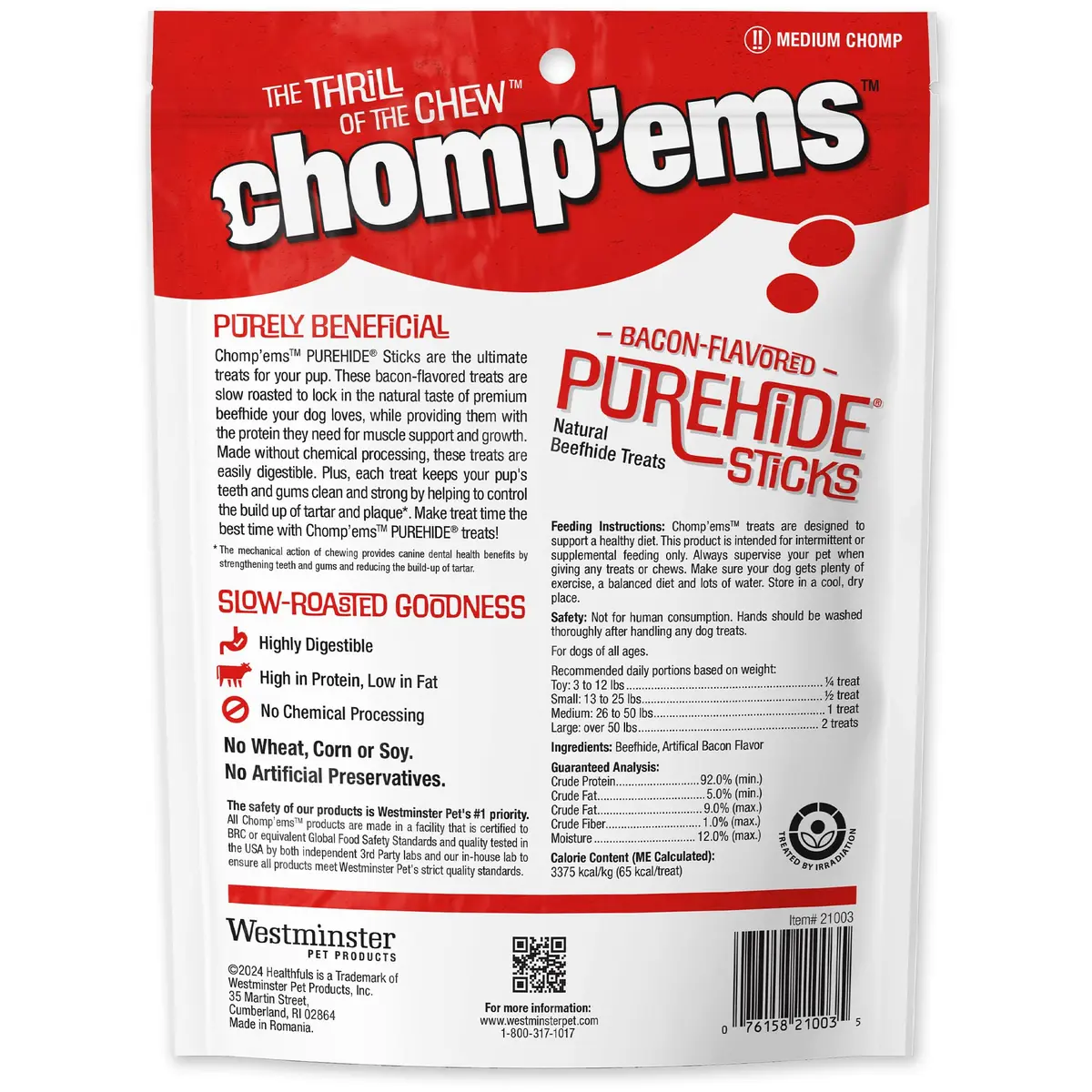 CHOMP 'EMS Purehide Bacon Flavored Sticks 8.5 oz | Long-Lasting, Protein-Rich Dog Chews - view 9