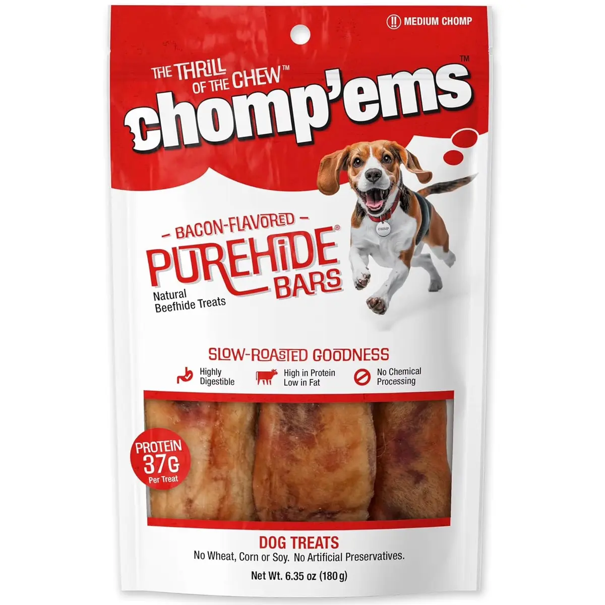 CHOMP 'EMS Ruffin' It 21000 Purehide Bars Dog Chew 6.35 oz | Long-Lasting, Digestible, Dental Support - main product image