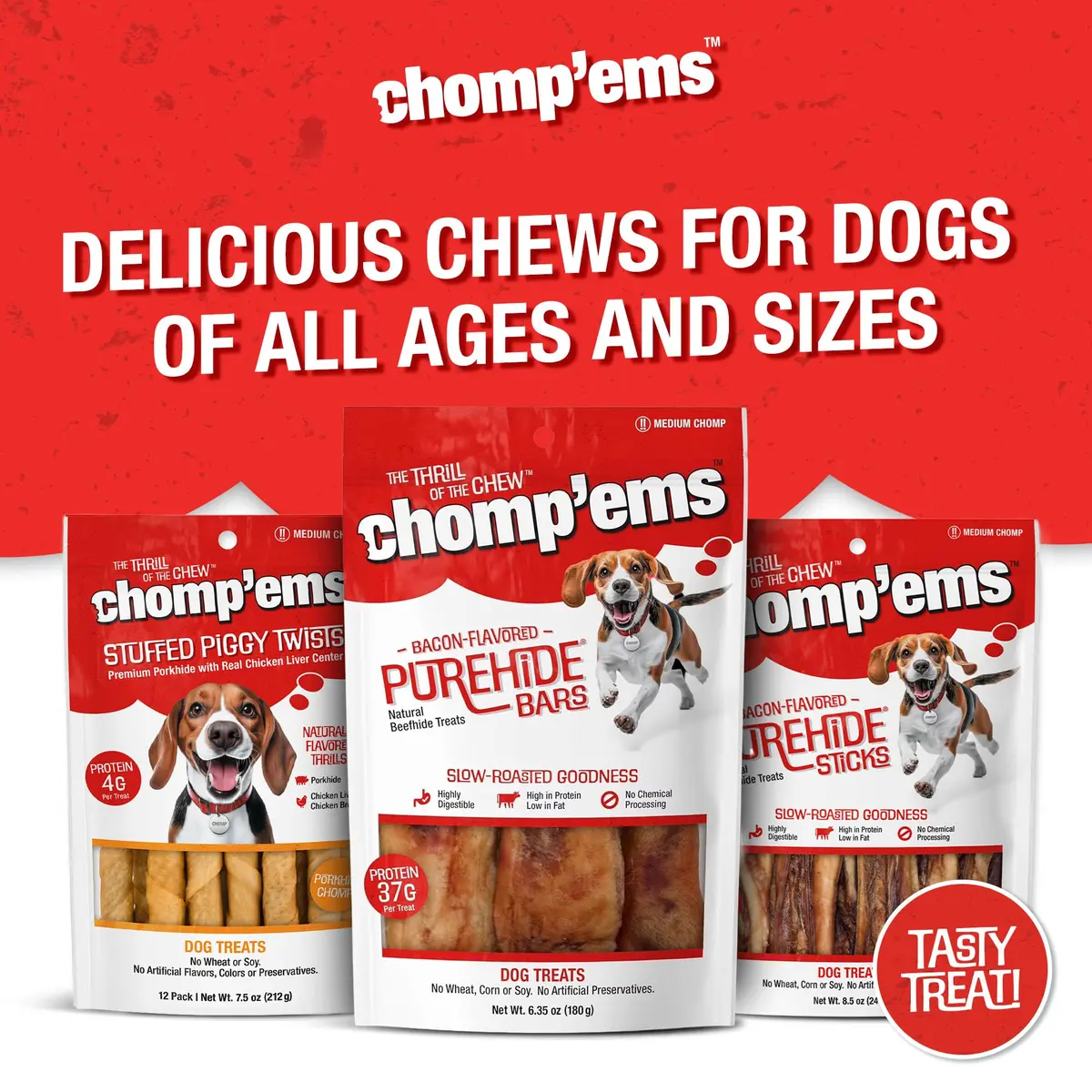 CHOMP 'EMS Ruffin' It 21000 Purehide Bars Dog Chew 6.35 oz | Long-Lasting, Digestible, Dental Support - view 8