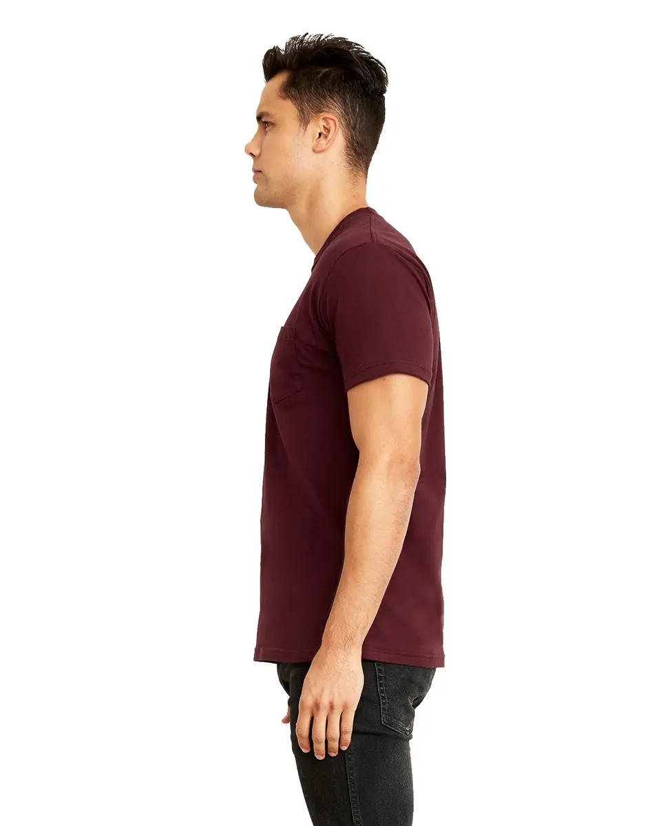 Next Level Unisex Pocket Crew S MAROON | 4.3 oz Cotton, Regular Fit, Crew Neck, Short Sleeve - view 2