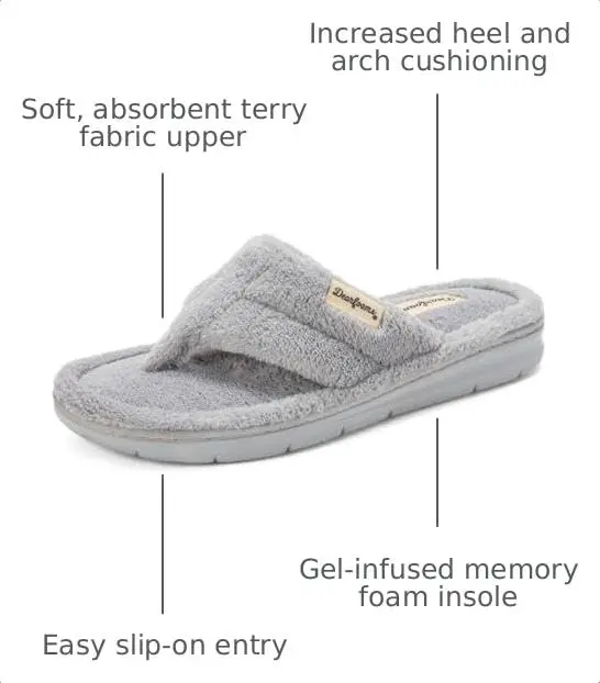 Dearfoams Melanie Terry Thong Slipper, Paradise Pink, 7-8 | Memory Foam Indoor-Outdoor Comfort - view 3