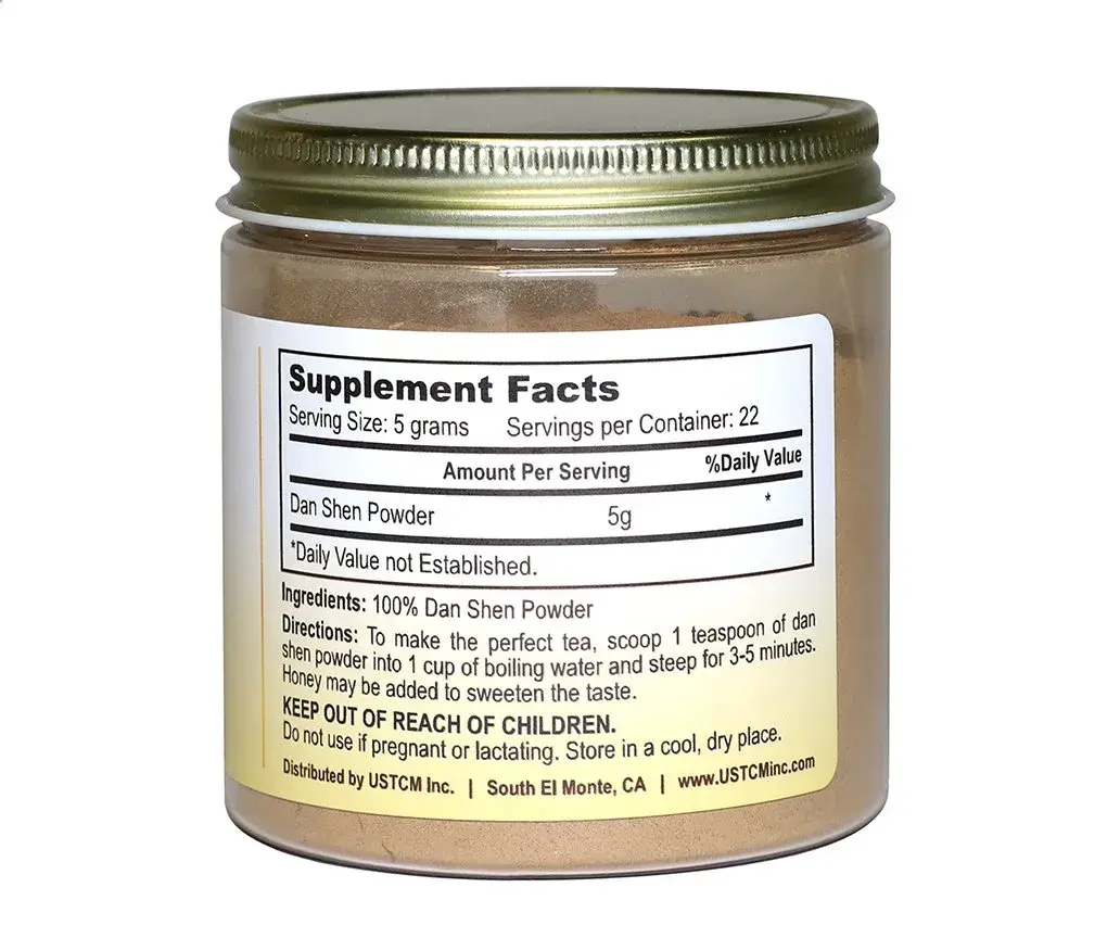 USTCM Dan Shen Powder Salvia Miltiorrhiza Red Sage Root 120 Mesh 113g (4oz) - main product image